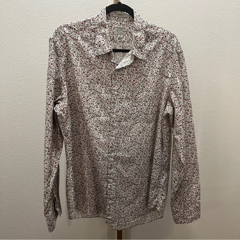 J. Crew Classic Secret Wash stretch cotton poplin shirt Large Floral Button Down